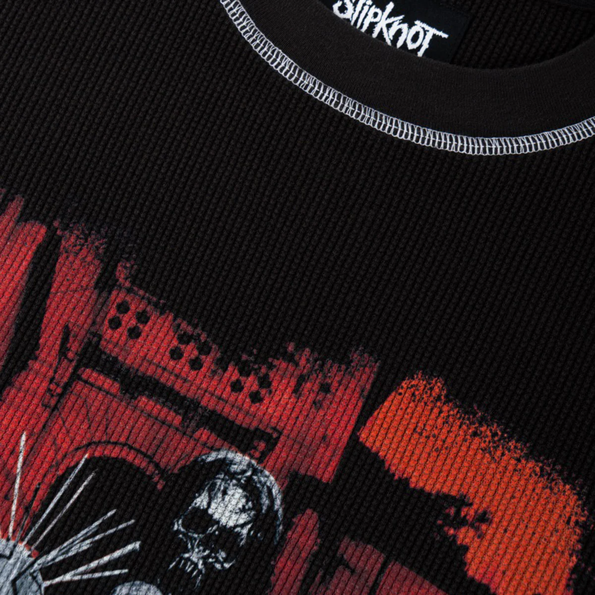 Welcome x Slipknot Masks Contrast Stitch Long Sleeve Thermal Shirt - Black/White - Image 5
