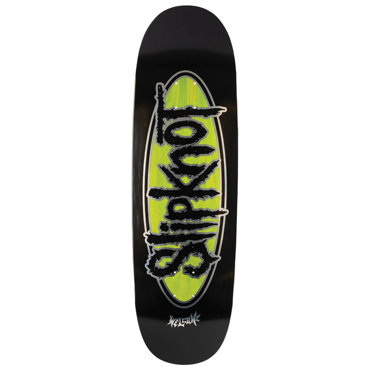 Welcome x Slipknot Oval Logo On Boline 2.0 Skateboard Deck - Black/Green Stain - 9.50"