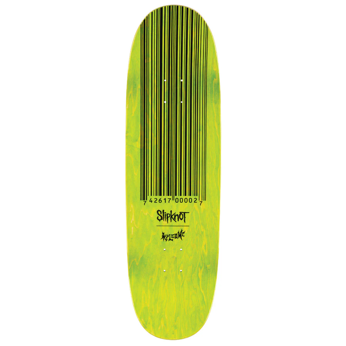 Welcome x Slipknot Oval Logo On Boline 2.0 Skateboard Deck - Black/Green Stain - 9.50" - Image 2